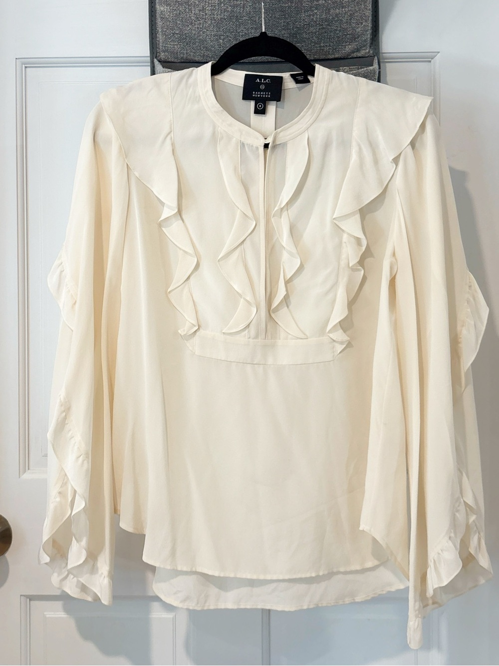A.L.C x Barney’s Cream Mendel Silk Ruffle Blouse 8 - Picture 3 of 6